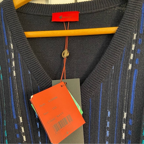 {Gabicci} NWT Vintage Blue Wool Blend V-Neck Pullover Sweater - XXL - Picture 8 of 9